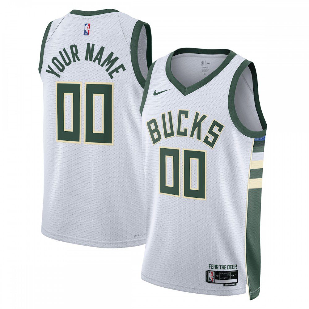 Milwaukee Bucks Unisex 2022/23 Swingman Custom Jersey White - Association Edition-Pro Kit Vault | Brand New 26/27 Sports Jerseys